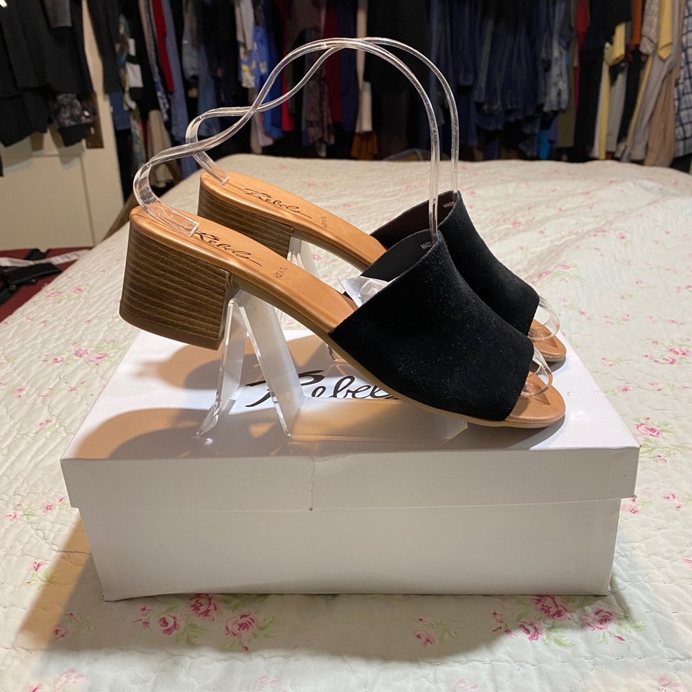 Rebels ‘Dia’ Black Suede Mule Slide Sandal 39 8